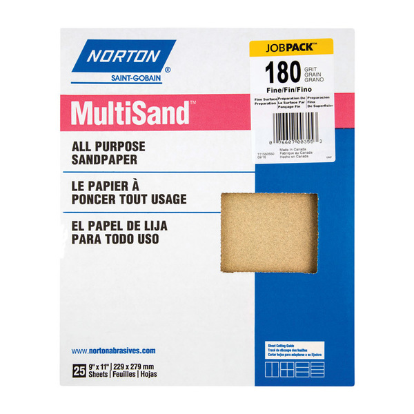 Norton Abrasives SANDPAPR 9X11"" 180G 25PK 7660700355